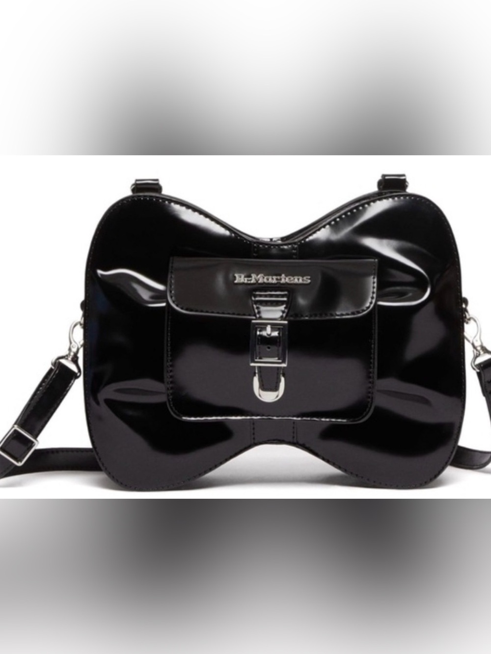 NWT Dr. Martens Vegan Leather Bow Shaped Bag, Black Oxford Rub Off